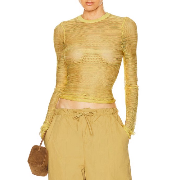 Christopher Esber Tops - Yellow Sheer Knit Top with under tank